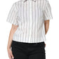 White Striped Collared Short Sleeve Polo Top