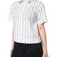 White Striped Collared Short Sleeve Polo Top