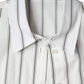 White Striped Collared Short Sleeve Polo Top