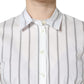 White Striped Collared Short Sleeve Polo Top