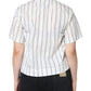 White Striped Collared Short Sleeve Polo Top