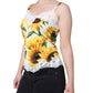 White Silk Sunflower Lace Sleeveless Tank Top