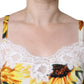 White Silk Sunflower Lace Sleeveless Tank Top