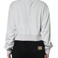 White Nylon Stretch Crew Neck Pullover Sweater