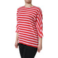 White Red Striped Silk Round Neck T-shirt