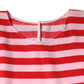 White Red Striped Silk Round Neck T-shirt