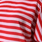 White Red Striped Silk Round Neck T-shirt