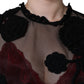 Black Nylon Mesh Transparent Floral Blouse