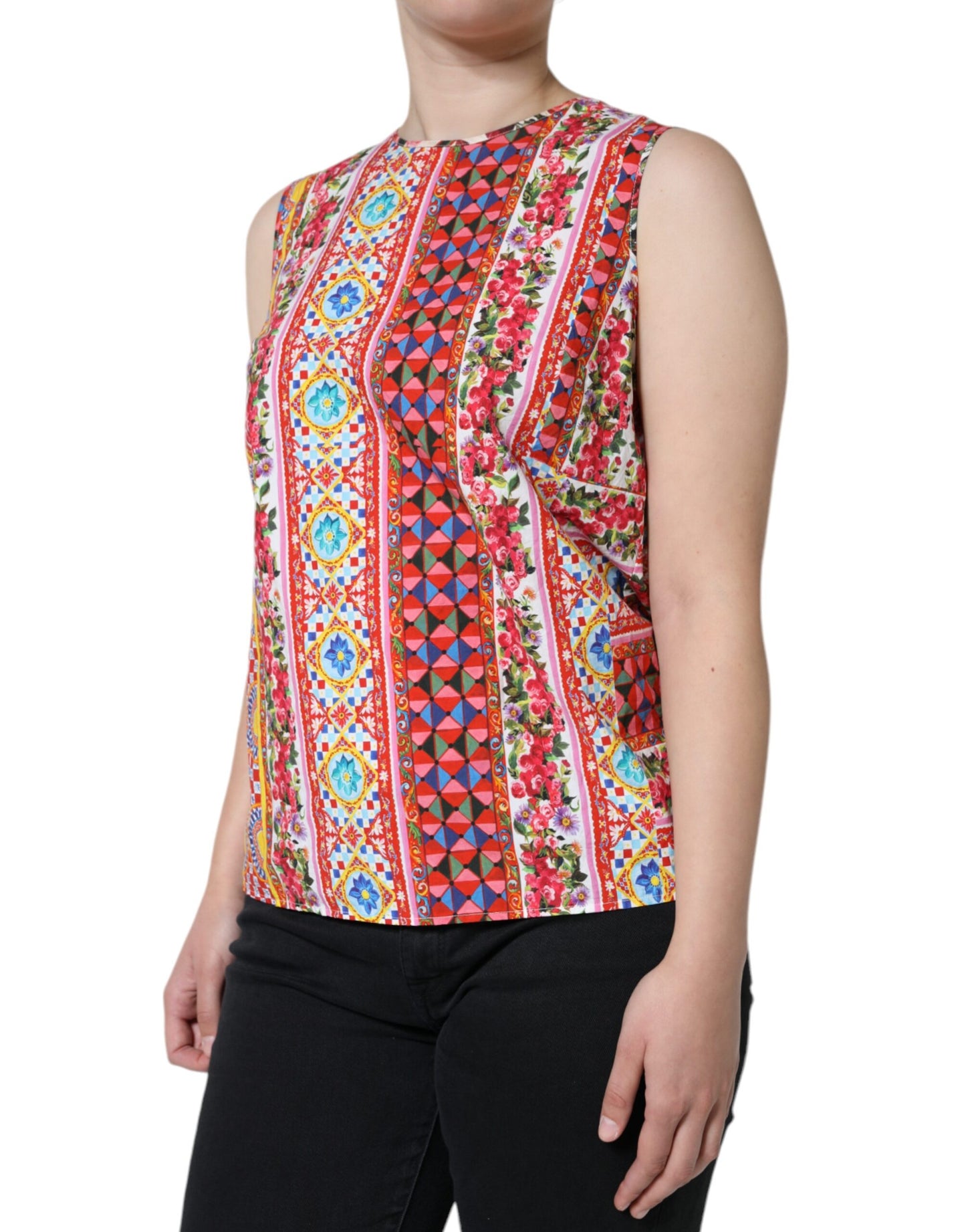 Multicolor Cotton Carretto Floral Tank Top