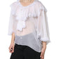 White Ruffles Lace Long Sleeve Blouse Top