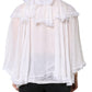 White Ruffles Lace Long Sleeve Blouse Top