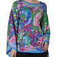 Multicolor Floral Charmeuse Kimono Sleeve Tunic Top