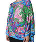 Multicolor Floral Charmeuse Kimono Sleeve Tunic Top