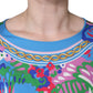 Multicolor Floral Charmeuse Kimono Sleeve Tunic Top