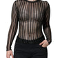 Black Stripe See Through Long Sleeves Top