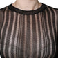 Black Stripe See Through Long Sleeves Top