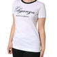 White Eleganza Print Cotton Short Sleeves T-shirt