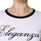 White Eleganza Print Cotton Short Sleeves T-shirt