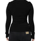 Black Long Sleeves Blouse Square Neck Top