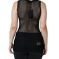 Black Mesh See Through Sleeveless Tank Top