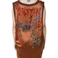 Brown Crystal Embellished Sleeveless Tank Top