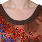 Brown Crystal Embellished Sleeveless Tank Top