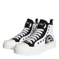 White Black Canvas Logo Mid Top Sneakers Shoes