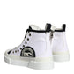 White Black Canvas Logo Mid Top Sneakers Shoes