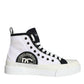 White Black Canvas Logo Mid Top Sneakers Shoes