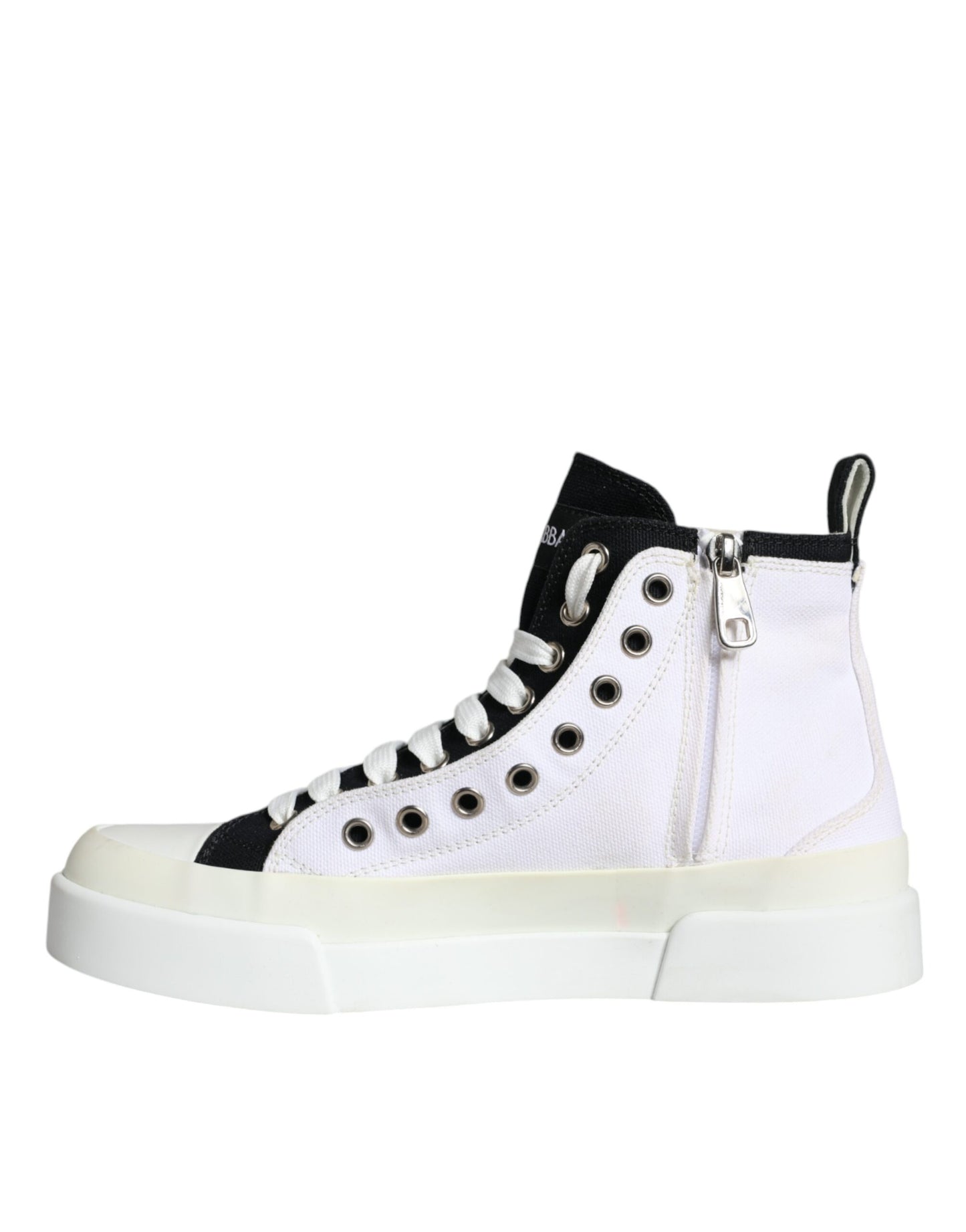 White Black Canvas Logo Mid Top Sneakers Shoes