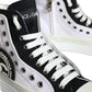 White Black Canvas Logo Mid Top Sneakers Shoes