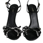 Black Suede Crystals KEIRA Sandals Shoes