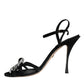 Black Suede Crystals KEIRA Sandals Shoes