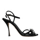 Black Suede Crystals KEIRA Sandals Shoes