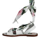 Multicolor Floral Print Ankle Wrap Sandals Shoes