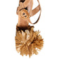 Brown Raffia Ankle Strap Crystal Sandals Shoes