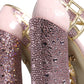 Pink Strass Crystals T-strap Sandals Shoes