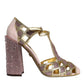 Pink Strass Crystals T-strap Sandals Shoes