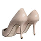 Beige Patent Leather High Heels Pumps Shoes