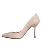 Beige Patent Leather High Heels Pumps Shoes