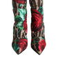 Multicolor Leopard Rose Mid Calf Boots Shoes