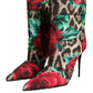 Multicolor Leopard Rose Mid Calf Boots Shoes