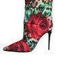 Multicolor Leopard Rose Mid Calf Boots Shoes