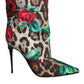 Multicolor Leopard Rose Mid Calf Boots Shoes