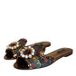 Multicolor Jacquard Embellished Slides Flats Shoes