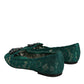 Green Lace Crystal Ballet Flats Loafers Shoes