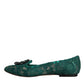 Green Lace Crystal Ballet Flats Loafers Shoes