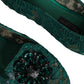 Green Lace Crystal Ballet Flats Loafers Shoes