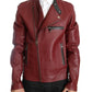 Radiant Red Leather Biker Motorcycle Jacket