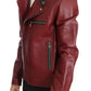 Radiant Red Leather Biker Motorcycle Jacket